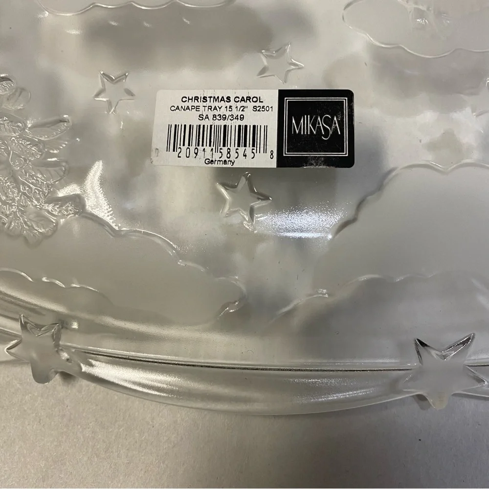 Vintage Mikasa Christmas Carol Canape Tray Germany Frosted Angels NIB NWT